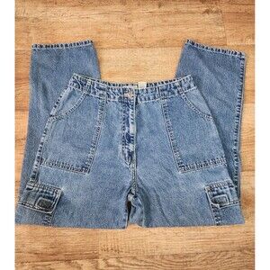 Vintage St Johns Bay Jeans Size 12P Medium Wash Straight Leg Cargo Grunge Y2K